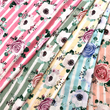 Woven Rayon 45S 105Gsm Stripe Design With Flower